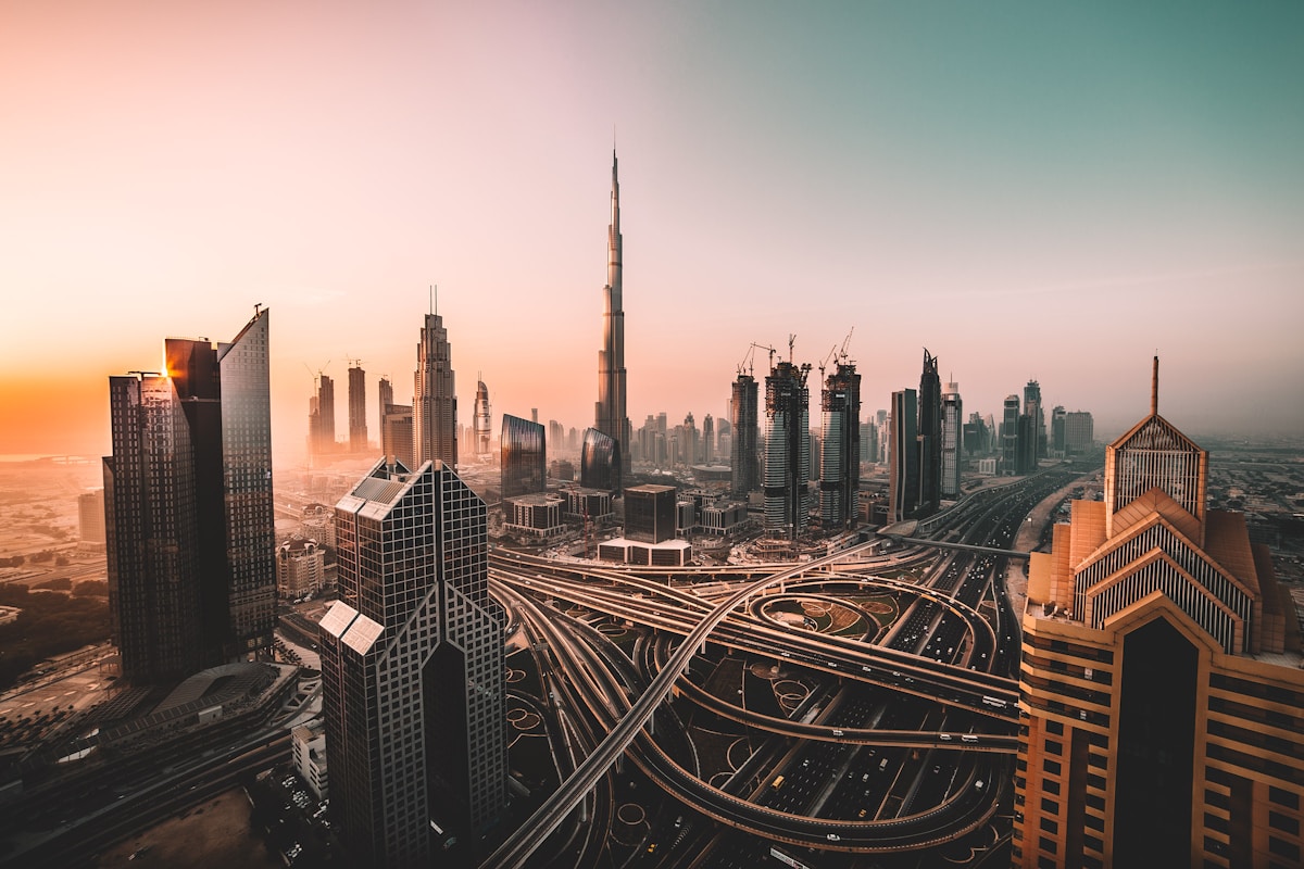 Dubai aerial skyline golden hour — property market resilience 2026