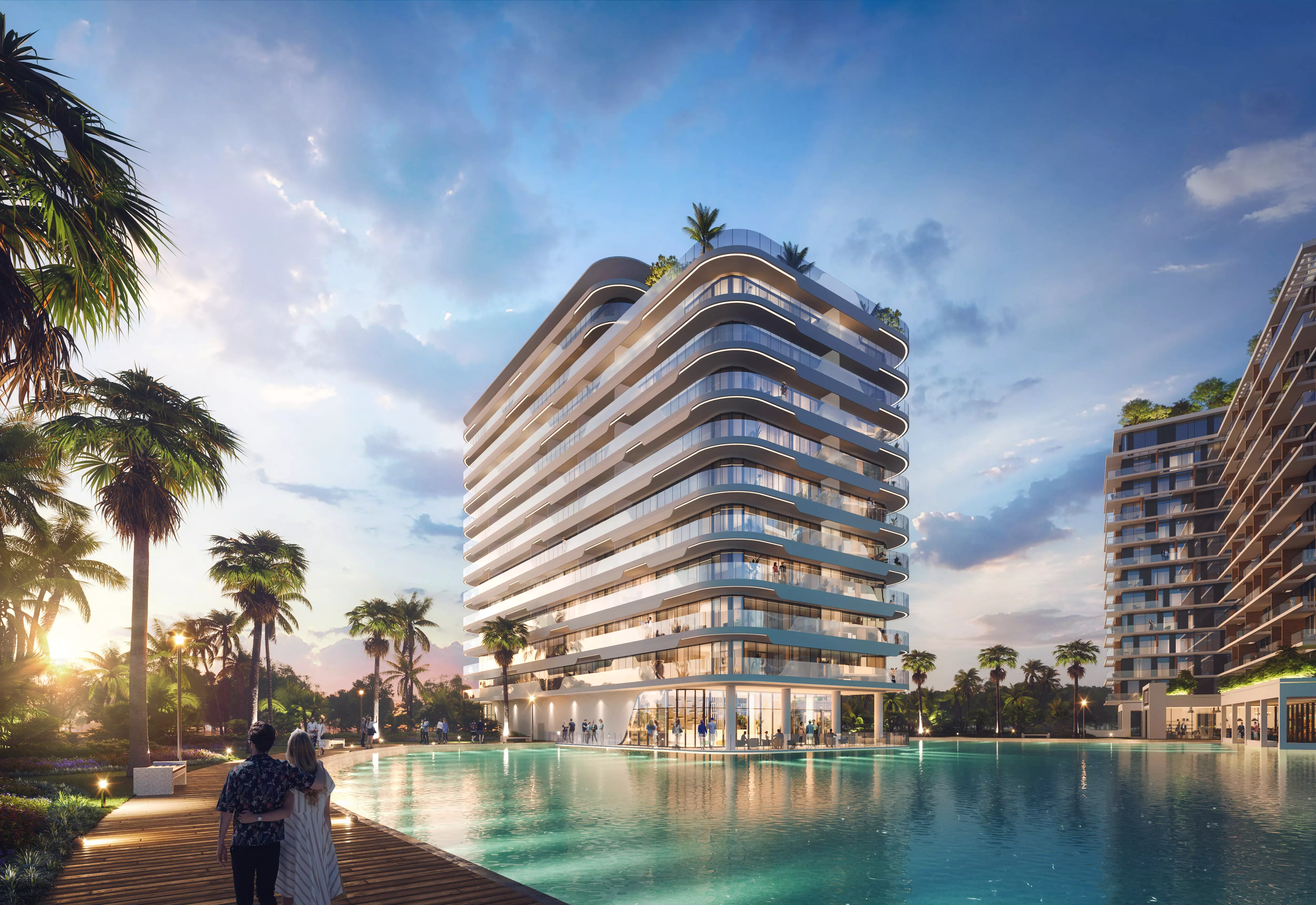Waterfront apartment building at Azizi Venice in Dubai South, in the under AED 1 million entry segment